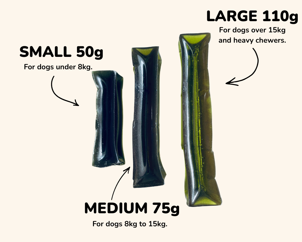 Beef + Spirulina Collagen Dog Chew size reference